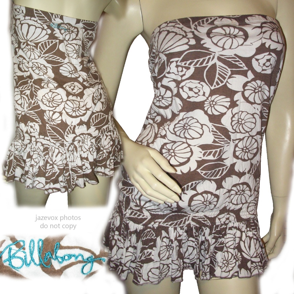 Vintage Y2K 90s Billabong Strapless Hawaiian Floral Long Top S Beach Cover Ups